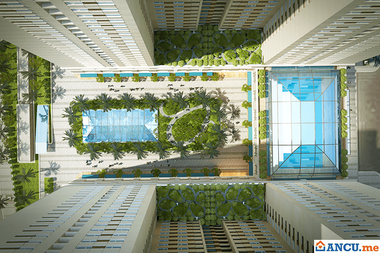 Không gian xanh nằm xem kẽ giữa các tòa cao tầng