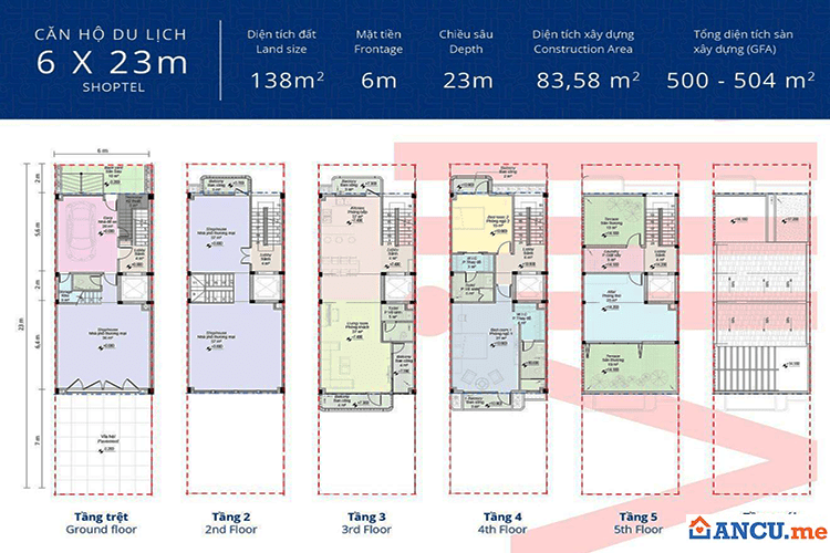 Layout thiết kế căn hộ du lịch tại dự án Thera Premium Tuy Hòa
