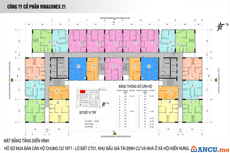 Mặt bằng tầng điển hình dự án Chung cư Vinaconex 21