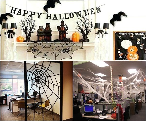 Mẫu trang trí dây mạng nhện halloween cho văn phòng đẹp
