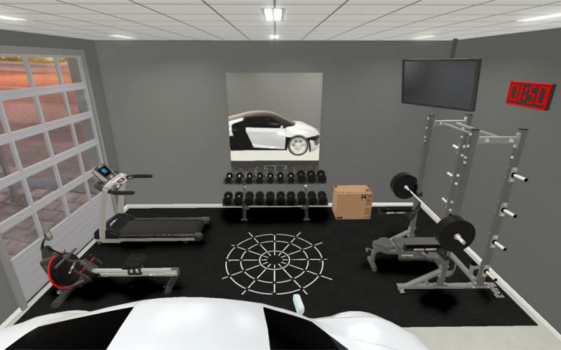 Phòng tập Gym nhỏ tích hợp với không gian để xe tại nhà