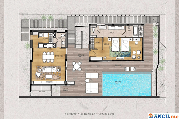 Thiết kế biệt thự 3 phòng ngủ dự án Shantira Beach Resort