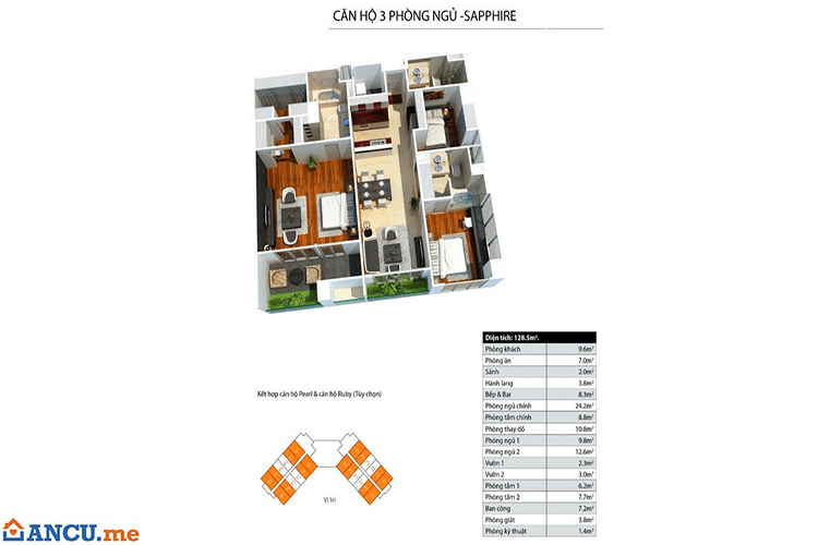 Thiết kế căn hộ 3 PN dự án căn hộ condotel Peninsula Nha Trang