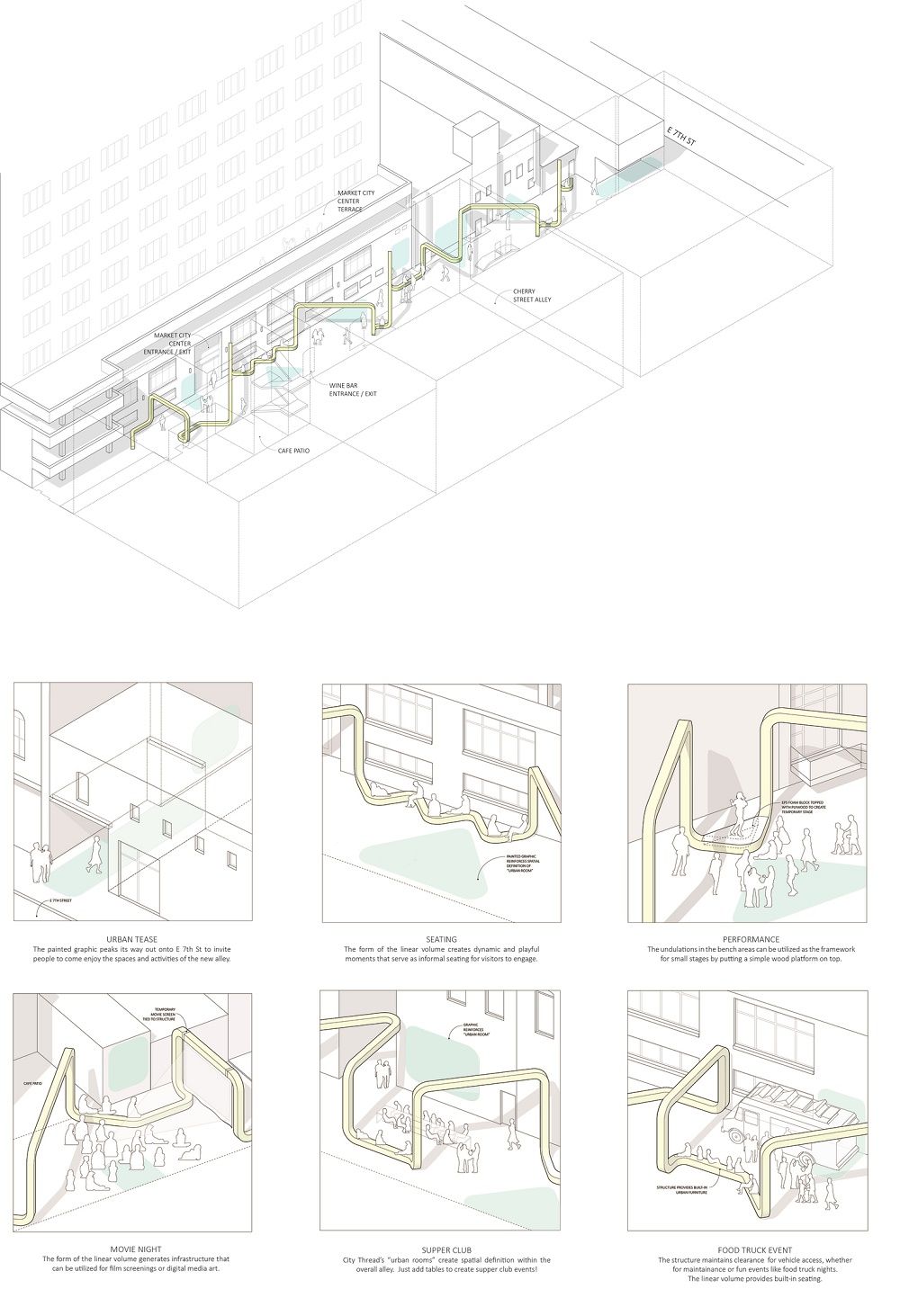 Bản vẽ kiến trúc cảnh quan không gian công cộng đơn giản mà nhiều chức năng