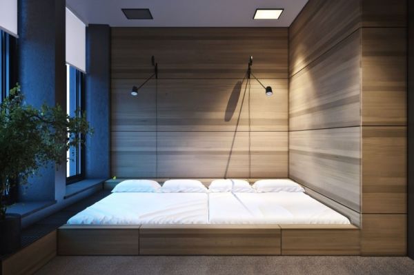 Không gian nội thất phòng ngủ không giường thông minh dù rất đơn giản