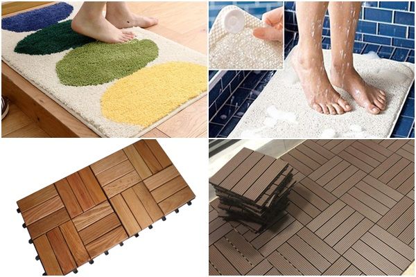 Thảm bông vải, thảm gỗ chống trơn trượt nhà tắm, phòng vệ sinh