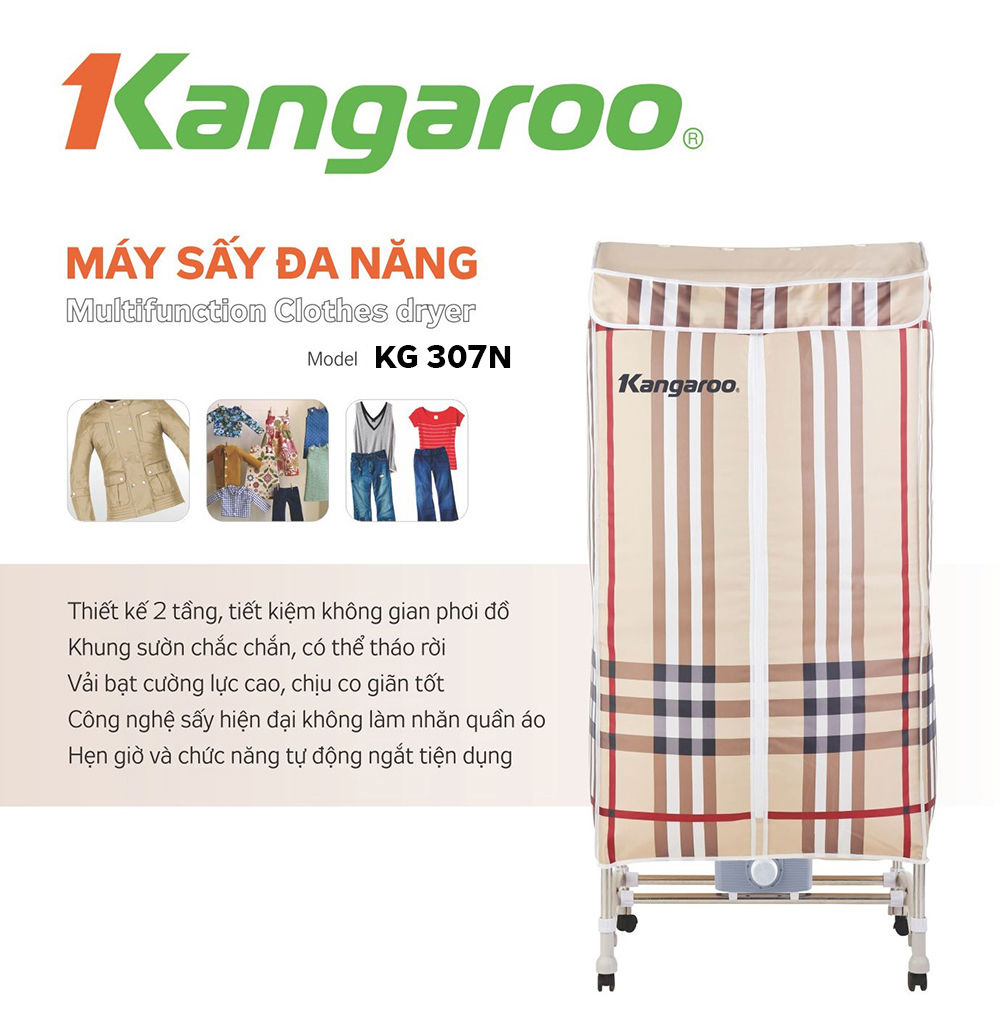Tìm hiểu mẫu tủ sấy quần áo Kangaroo KG307N