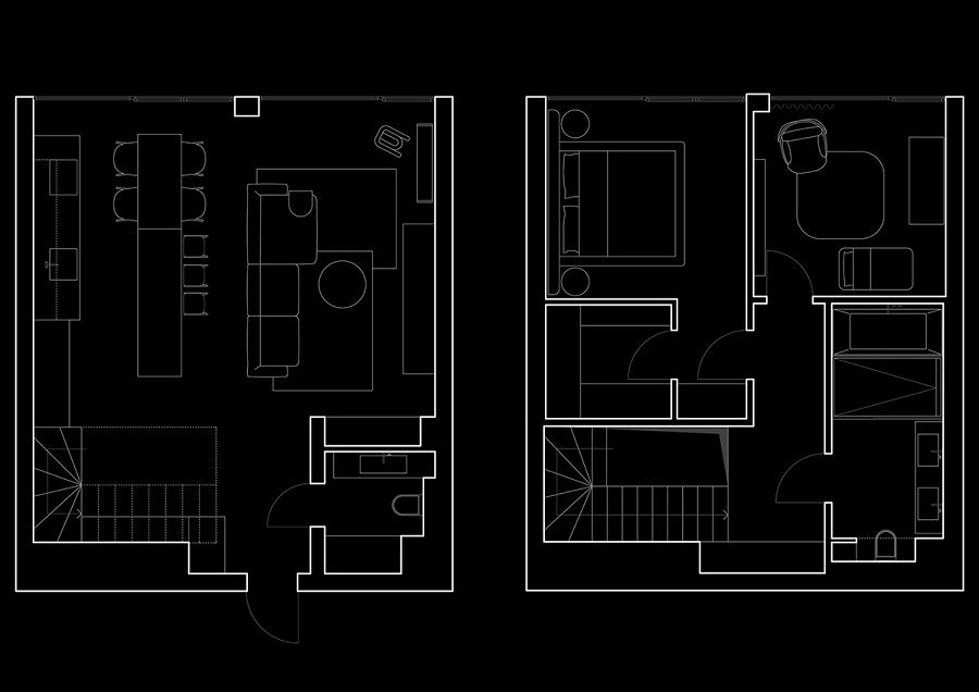 Bản vẽ thiết kế sơ đồ mặt bằng ngôi nhà hai tầng hiện đại