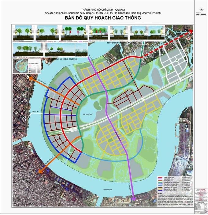 Bản đồ quy hoạch giao thông 1/2.000 khu đô thị mới Thủ Thiêm