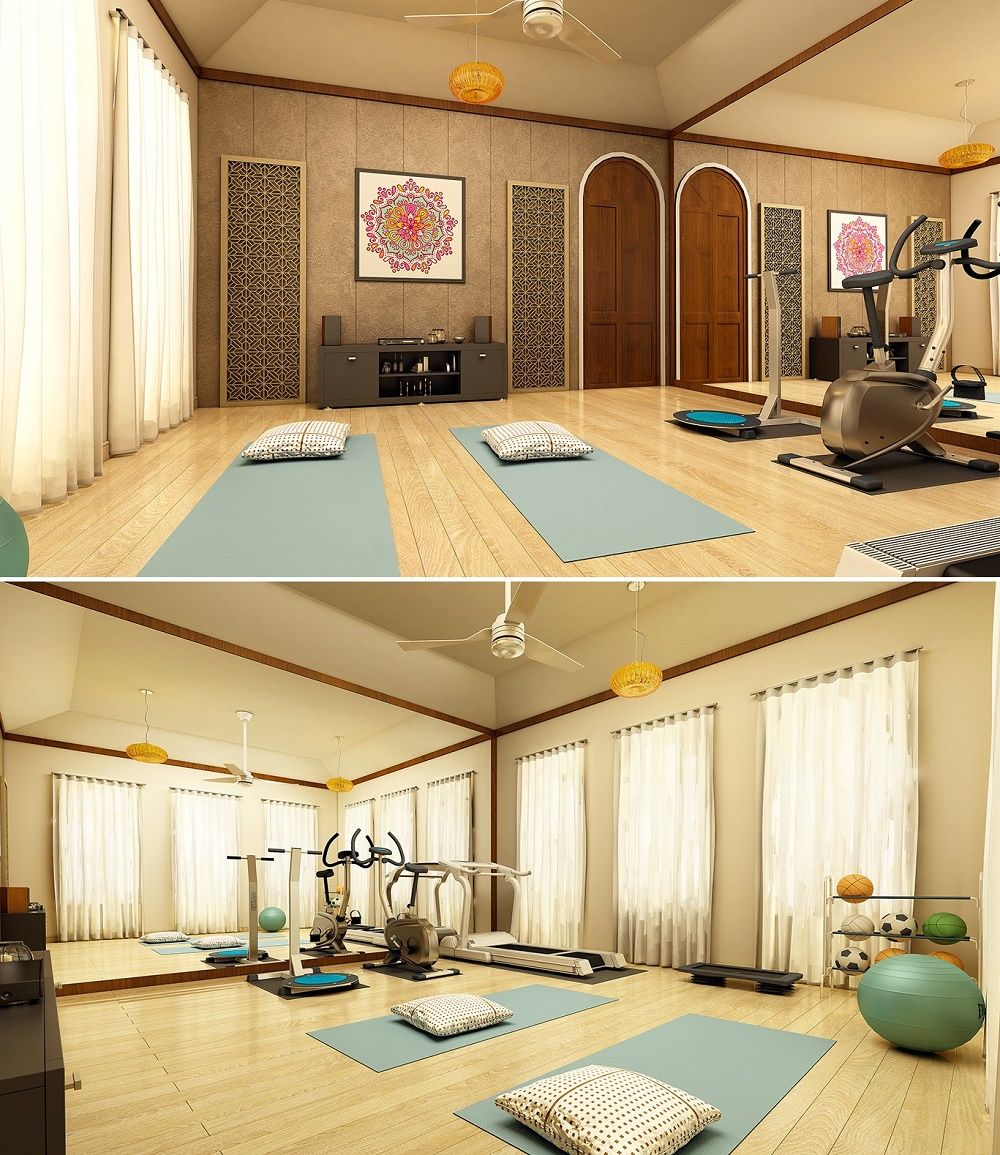 Phòng giải trí đẹp làm nơi tập yoga thể thao