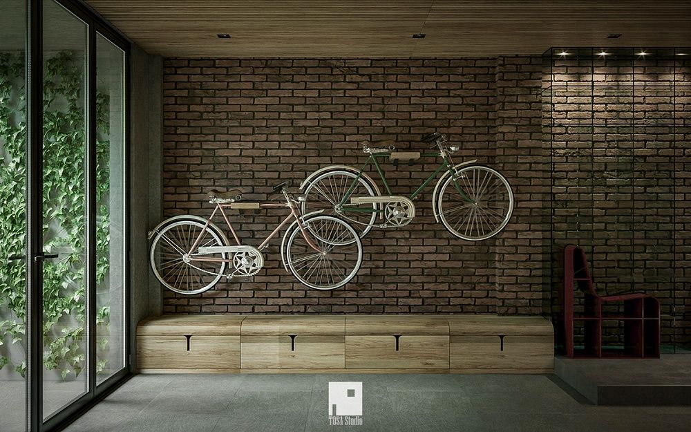 Xe đạp treo tường vừa tiết kiệm diện tích lại có thể tạo nét mới mẻ