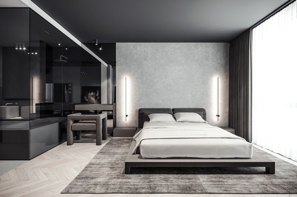 Phòng ngủ lớn hiện đại với tông màu hài hòa với tổng thể nhà