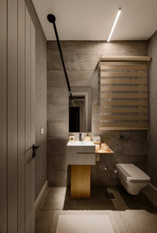 Nhà vệ sinh hiện đại với kiểu thiết kế nội thất hình khối mới mẻ