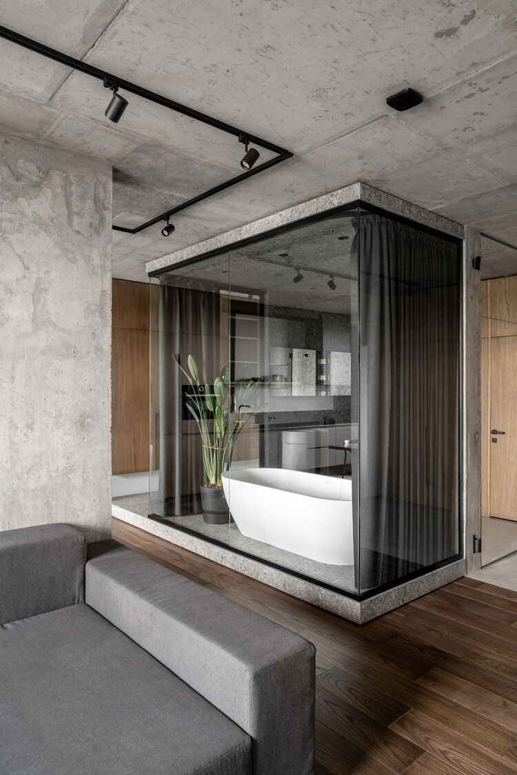 Phòng tắm được thiết kế như một khối lập phương vô cùng độc đáo