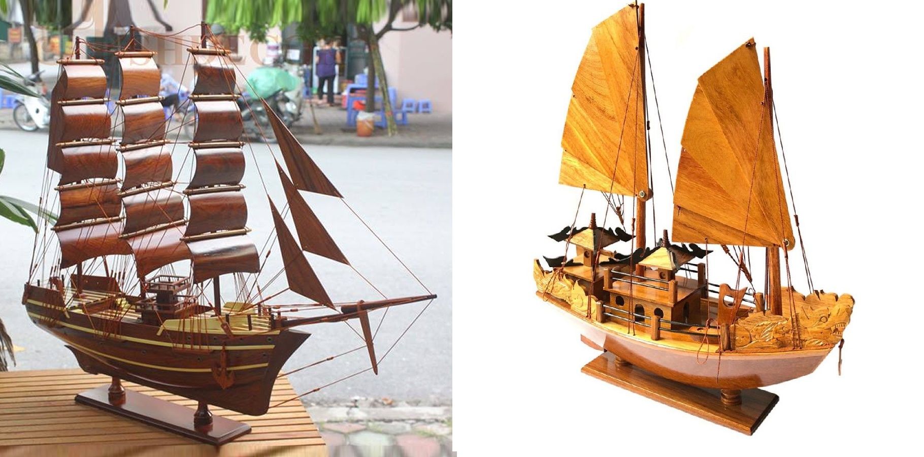 Mô hình thuyền buồm phong thủy bằng gỗ đem lại tài lộc, may mắn